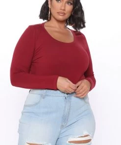 FashionNob Teddies & Babydolls Briana Long Sleeve Top - Burgundy 13 FashionNob Teddies & Babydolls Briana Long Sleeve Top - Burgundy