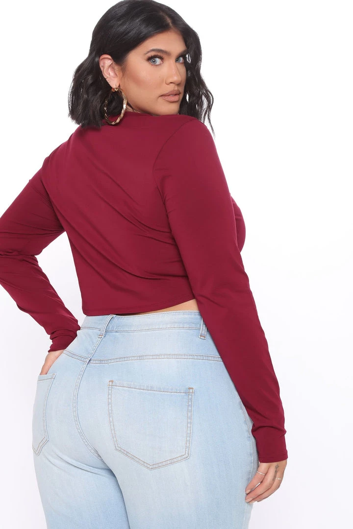 Fashion Nova Robin Long Sleeve Top - Wine Teddies & Babydolls 6 Fashion Nova Robin Long Sleeve Top - Wine Teddies & Babydolls