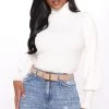 Fashion Nova Roll With You Turtleneck Top - White Teddies & Babydolls