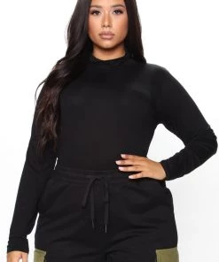 Fashion Nova Pamela Turtle Neck Long Sleeve Bodysuit - Black