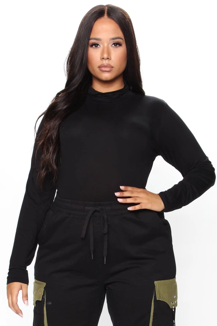 Fashion Nova Pamela Turtle Neck Long Sleeve Bodysuit - Black