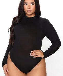 Fashion Nova Pamela Turtle Neck Long Sleeve Bodysuit - Black