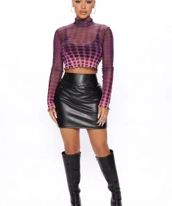 Fashion Nova Just An Illusion Mesh Top - Purple/combo