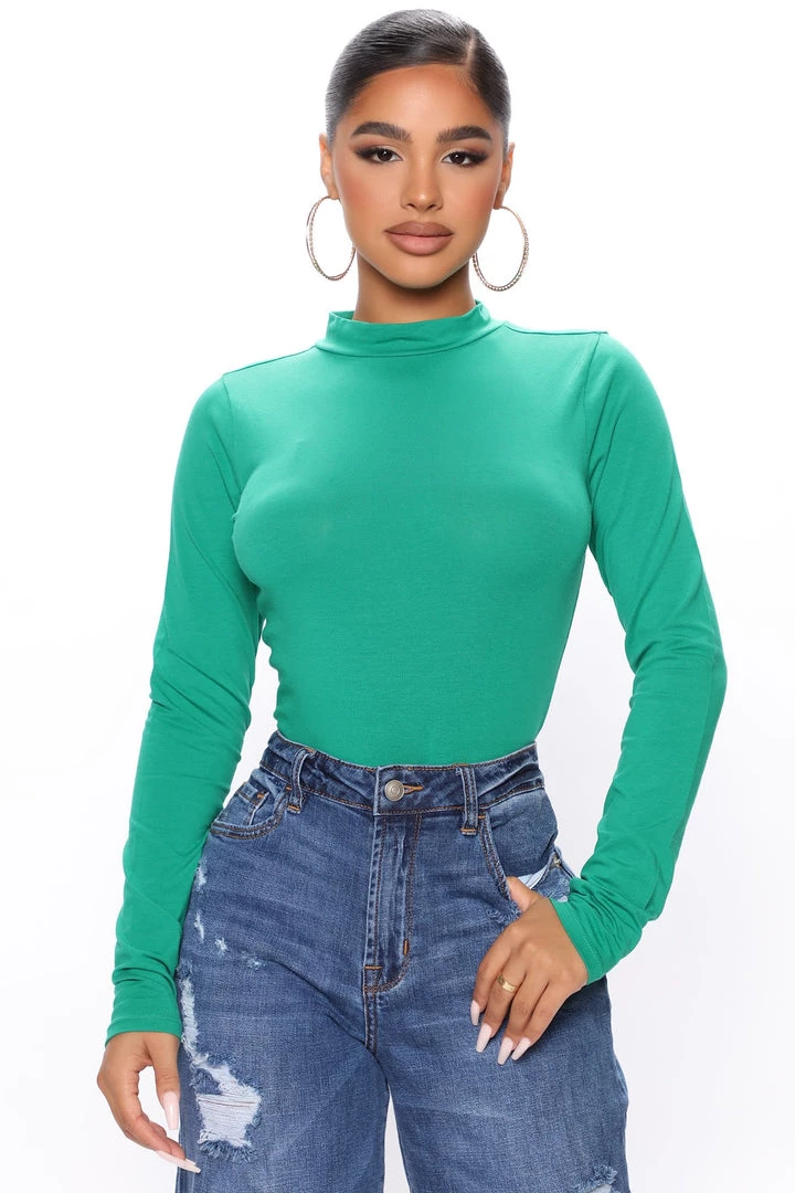 Fashion Nova Melanie Mock Neck Bodysuit - Kelly Green 1 Fashion Nova Melanie Mock Neck Bodysuit - Kelly Green