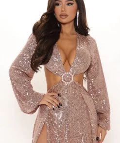 Fashion Nob Wear The Crown Sequin Maxi Dress - Mocha DRESSES