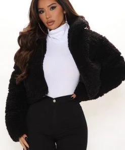 Fashion Nob Teddy Or Not Puffer Jacket - Black Winter Blowout