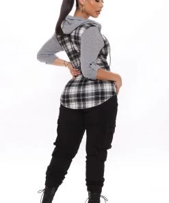 Fashion Nova Prep In My Step Hooded Shirt - Heather Grey Best Sellers