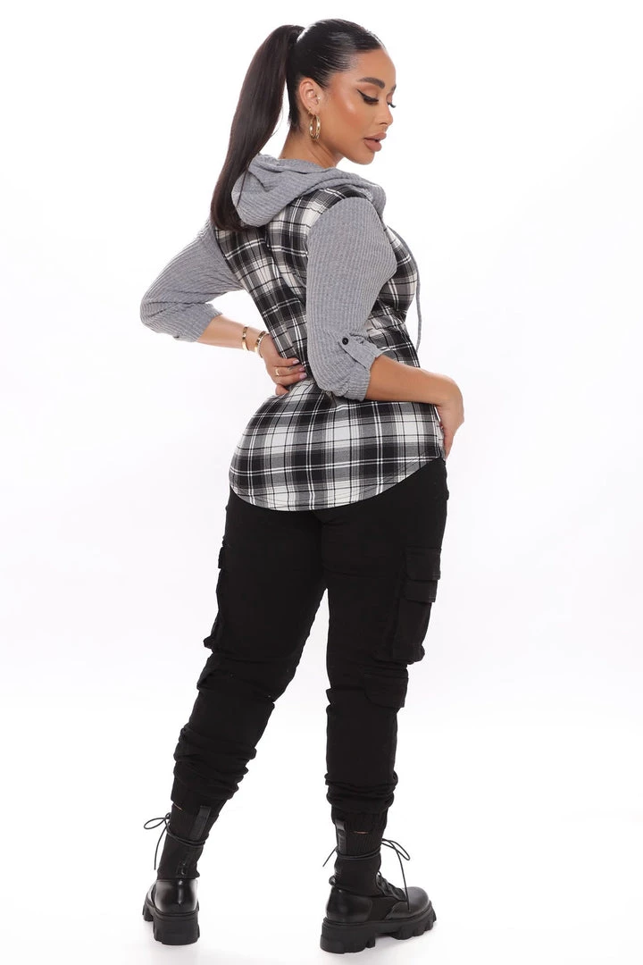 Fashion Nova Prep In My Step Hooded Shirt - Heather Grey Best Sellers