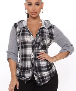 Fashion Nova Prep In My Step Hooded Shirt - Heather Grey Best Sellers