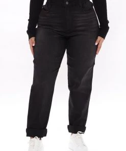 Fashion Nova Down To Earth Stretch Mom Jeans - Black