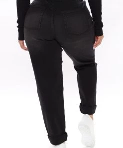 Fashion Nova Down To Earth Stretch Mom Jeans - Black