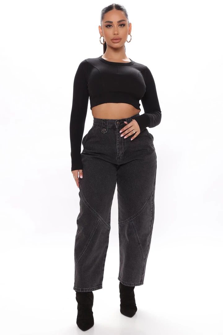 Fashion Nova Teddies & Babydolls Devon Ribbed Long Sleeve Top - Black 2 Fashion Nova Teddies & Babydolls Devon Ribbed Long Sleeve Top - Black