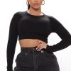 Fashion Nova Teddies & Babydolls Devon Ribbed Long Sleeve Top - Black