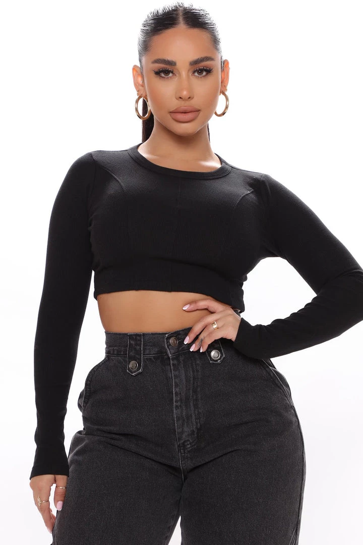 Fashion Nova Teddies & Babydolls Devon Ribbed Long Sleeve Top - Black 1 Fashion Nova Teddies & Babydolls Devon Ribbed Long Sleeve Top - Black