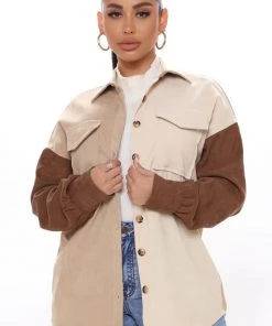 Fashion Nova Desert Desire Corduroy Shirt - Brown/combo