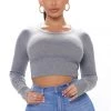 Fashion Nova Teddies & Babydolls Natashia Ribbed Crop Top - Heather Grey