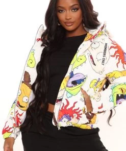 Fashion Nob Rugrats Squad Puffer Jacket - White Winter Blowout