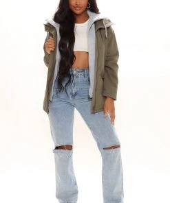 Fashion Nob Teddies & Babydolls Switch Gears Anorak Jacket - Olive