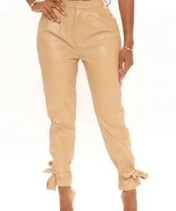 Fashion Nova In For The Night Faux Leather Pants - Tan