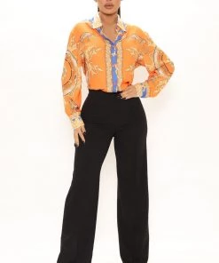 FashionNob Can't Stop Won't Stop Shirt - Orange/combo