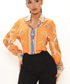 FashionNob Can't Stop Won't Stop Shirt - Orange/combo