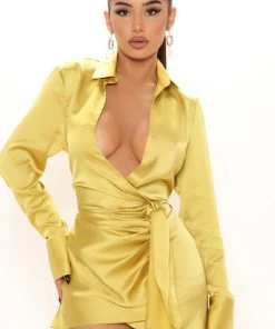 Fashion Nova Office Babe Makin' Moves Mini Dress - Yellow