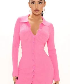 FashionNob Anaisa Sweater Mini Dress - Pink