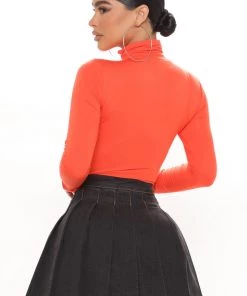 Fashion Nova Pamela Turtle Neck Long Sleeve Bodysuit - Orange Best Sellers