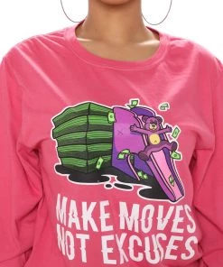 Fashion Nova Teddies & Babydolls Make Moves Not Excuses Long Sleeve Top - Pink