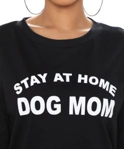 Fashion Nova Stay At Home Dog Mom Long Sleeve Top - Black