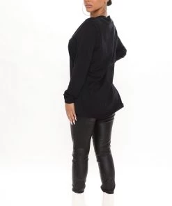 Fashion Nova Stay At Home Dog Mom Long Sleeve Top - Black