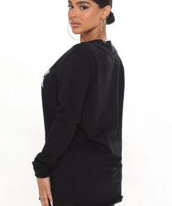 Fashion Nova Stay At Home Dog Mom Long Sleeve Top - Black