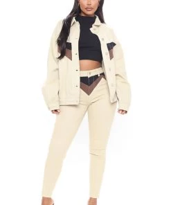 Fashion Nob Move Mountains For You Denim Jacket - Khaki/combo Teddies & Babydolls