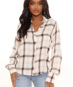 Fashion Nova Teddies & Babydolls Plaid It Forward Top - White/combo