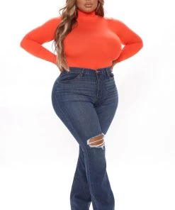 Fashion Nova Pamela Turtle Neck Long Sleeve Bodysuit - Orange Best Sellers