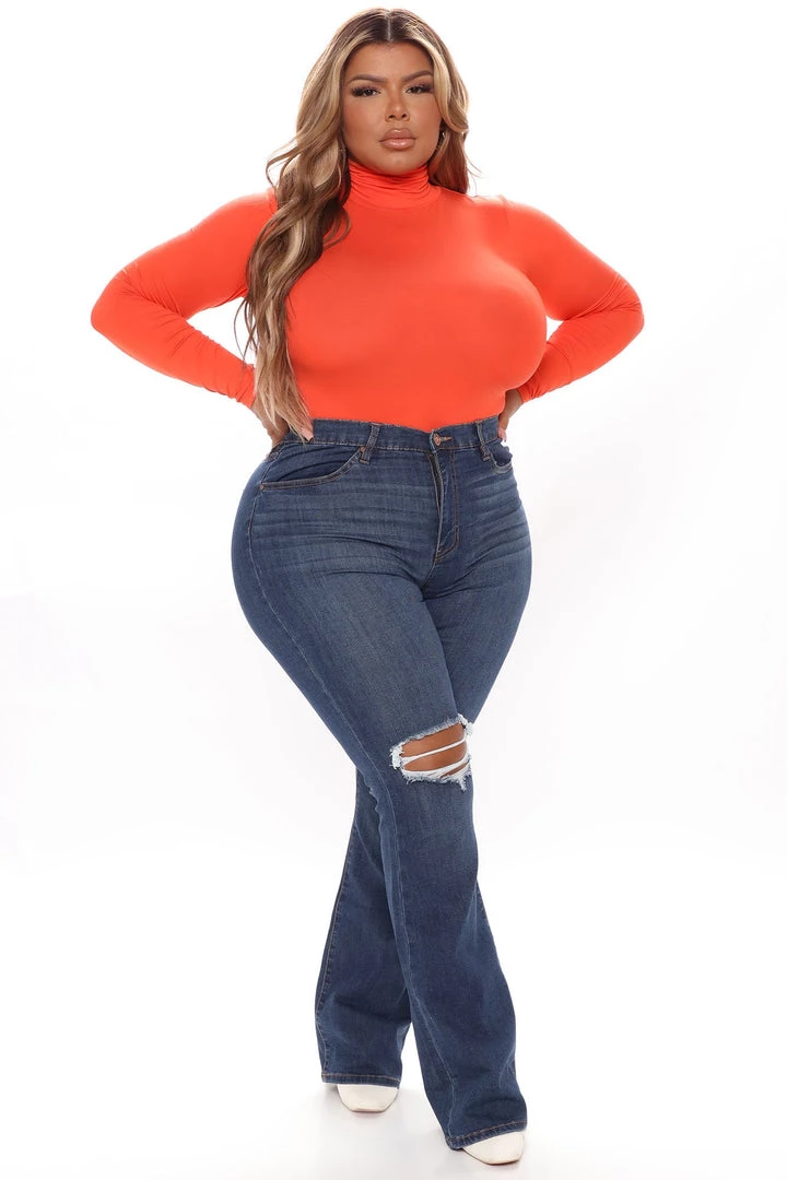 Fashion Nova Pamela Turtle Neck Long Sleeve Bodysuit - Orange Best Sellers