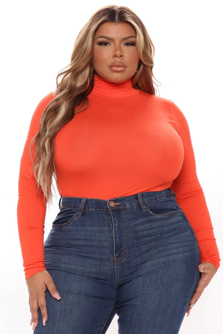 Fashion Nova Pamela Turtle Neck Long Sleeve Bodysuit - Orange Best Sellers