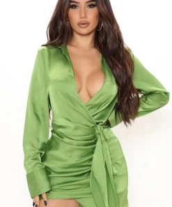 Fashion Nova Office Babe Makin' Moves Mini Dress - Green