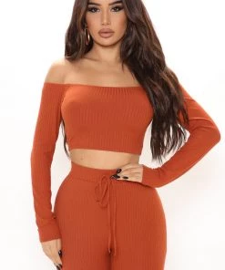 Fashion Nova I Know What You Like Legging Set - Rust SETS