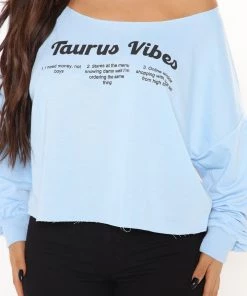 Fashion Nova Taurus Vibes Off Shoulder Top - Blue Teddies & Babydolls