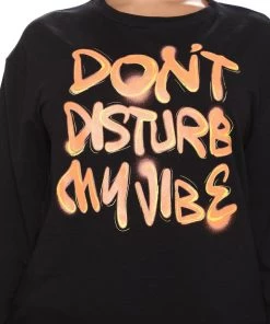 Fashion Nova Don't Disturb My Vibe Graffiti Top - Black