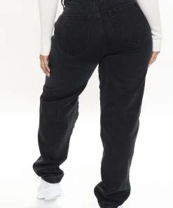 Fashion Nova Sugar Daddy Destroyed Slouch Fit Jeans - Black