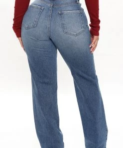 FashionNob Best Sellers Can't You Relax Straight Leg Jeans - Medium Blue Wash