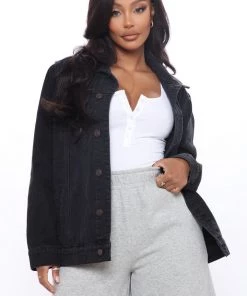 Fashion Nob Richie Rich Denim Jacket - Black Teddies & Babydolls