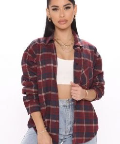 FashionNob Change Of Plaids Flannel Shirt - Burgundy/combo Best Sellers