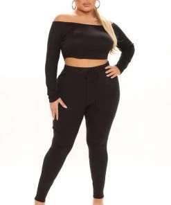 Fashion Nova I Know What You Like Legging Set - Black SETS