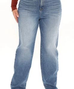 FashionNob Best Sellers Can't You Relax Straight Leg Jeans - Medium Blue Wash