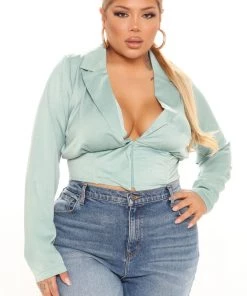 Fashion Nova Teddies & Babydolls Sorry It's Girls' Night Out Top - Sage