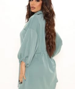 Fashion Nob Petite Andrea Shirt Dress - Green