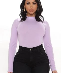 Fashion Nova Best Sellers Melanie Mock Neck Bodysuit - Lavender